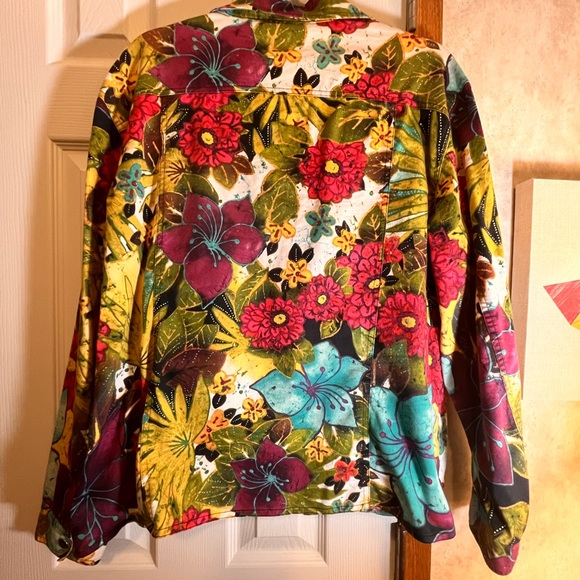 Chico's Tropical Floral Jacket Size L good condition - Picture 3 of 4